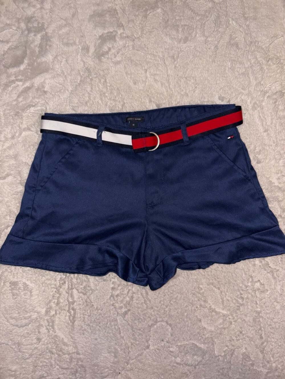 Tommy Hilfiger Girls Navy Belted Twill Shorts